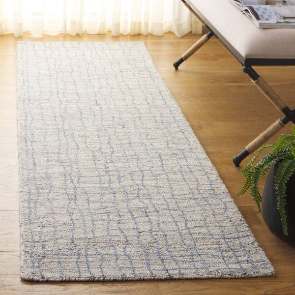 Safavieh Abstract Hand Tufted Wool Jute Runner Rug Geometric Ivory Blue Hallway Accent 2'-3" x 8'-0" ABT254L-28