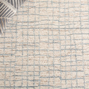 Safavieh Abstract Hand Tufted Wool Jute Runner Rug Geometric Ivory Blue Hallway Accent 3'-0" x 5'-0" ABT254L-3