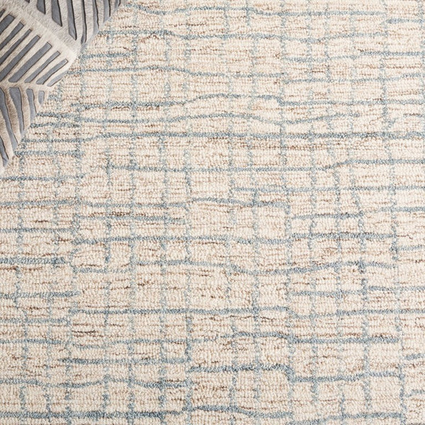 Safavieh Abstract Hand Tufted Wool Jute Runner Rug Geometric Ivory Blue Hallway Accent 5'-0" x 8'-0" ABT254L-5