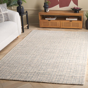 Safavieh Abstract Hand Tufted Wool Jute Runner Rug Geometric Ivory Blue Hallway Accent 5'-0" x 8'-0" ABT254L-5