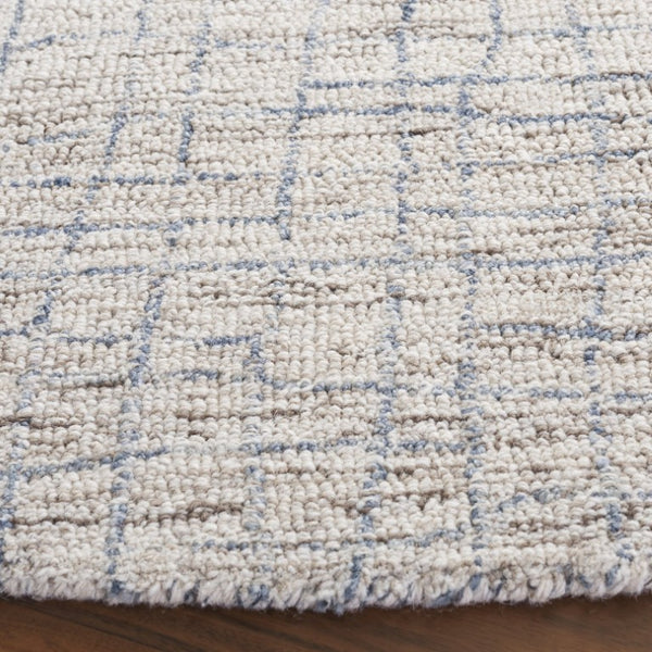 Safavieh Abstract Hand Tufted Wool Jute Runner Rug Geometric Ivory Blue Hallway Accent 6'-0" x 6'-0" - A ABT254L-6R