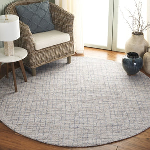 Safavieh Abstract Hand Tufted Wool Jute Runner Rug Geometric Ivory Blue Hallway Accent 6'-0" x 6'-0" - A ABT254L-6R