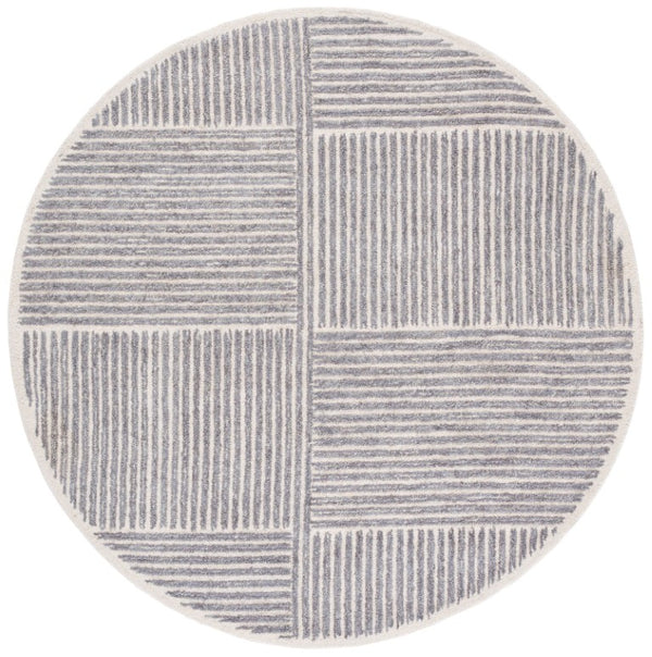 Safavieh Abstract Hand Tufted Wool Jute Runner Rug Geometric Ivory Grey for Hallway Entryway 6'-0" x 6'-0" - A ABT257F-6R