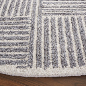 Safavieh Abstract Hand Tufted Wool Jute Runner Rug Geometric Ivory Grey for Hallway Entryway 6'-0" x 6'-0" - A ABT257F-6R