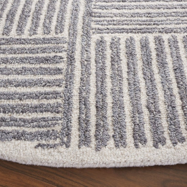 Safavieh Abstract Hand Tufted Wool Jute Runner Rug Geometric Ivory Grey for Hallway Entryway 6'-0" x 6'-0" - A ABT257F-6R