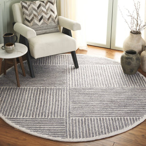 Safavieh Abstract Hand Tufted Wool Jute Runner Rug Geometric Ivory Grey for Hallway Entryway 6'-0" x 6'-0" - A ABT257F-6R