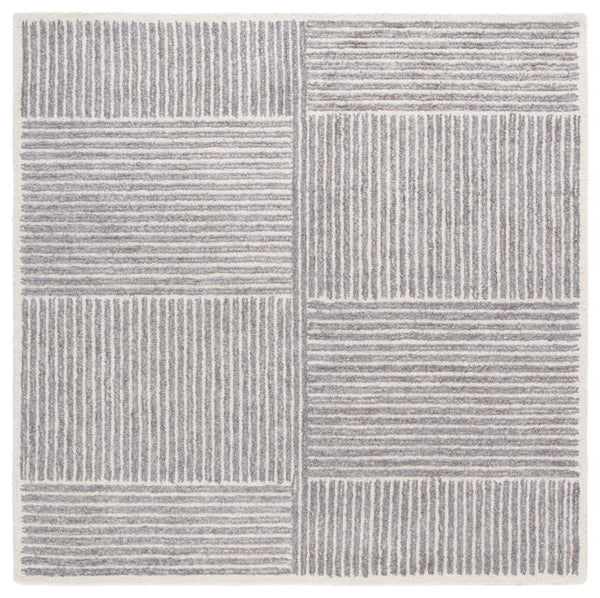 Safavieh Abstract Hand Tufted Wool Jute Runner Rug Geometric Ivory Grey for Hallway Entryway 6'-0" x 6'-0" - B ABT257F-6SQ