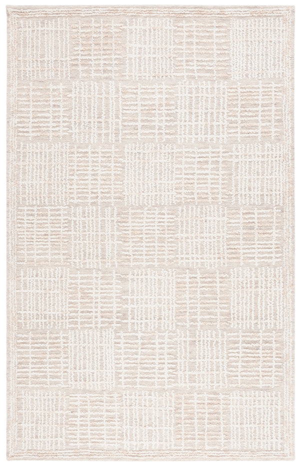 Safavieh Abstract Contemporary Area Rug - Hand Tufted Wool Blend With Elegant Geometric Design For Modern Homes Light Brown ,Ivory 80% Wool 20% Cotton Abt275e-4r
