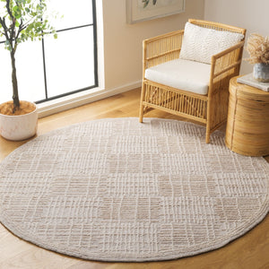 Safavieh Abstract 275 Hand Tufted Contemporary Rug Light Brown / Ivory 6' x 6' Round