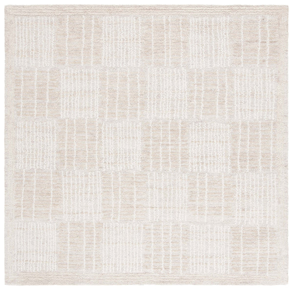Safavieh Abstract Contemporary Area Rug - Hand Tufted Wool Blend With Elegant Geometric Design For Modern Homes Light Brown ,Ivory 80% Wool 20% Cotton Abt275e-4r