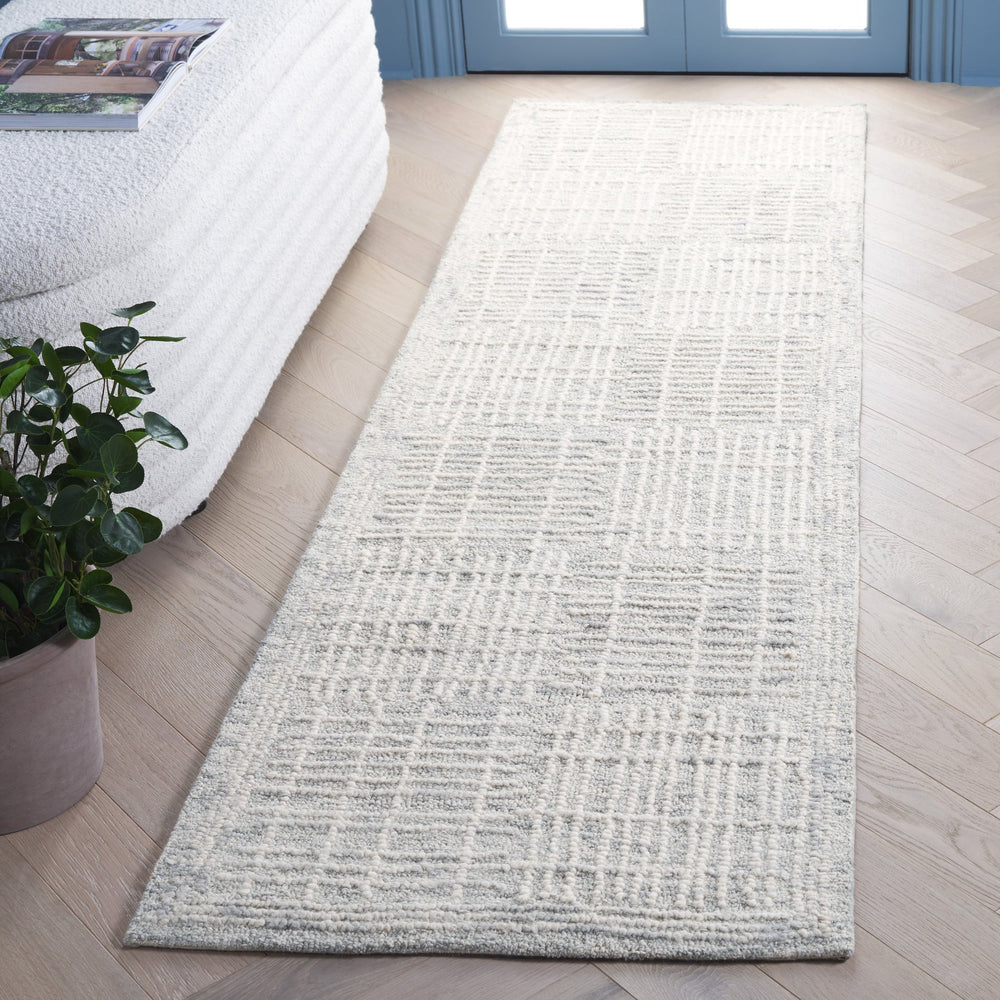 Safavieh Abstract Hand‑Tufted Grey Ivory Area Rug — Wool‑Cotton Blend, Plush 3/8" Pile, Modern Geometric Grid Design 9'-0" x 12'-0" ABT275F-9