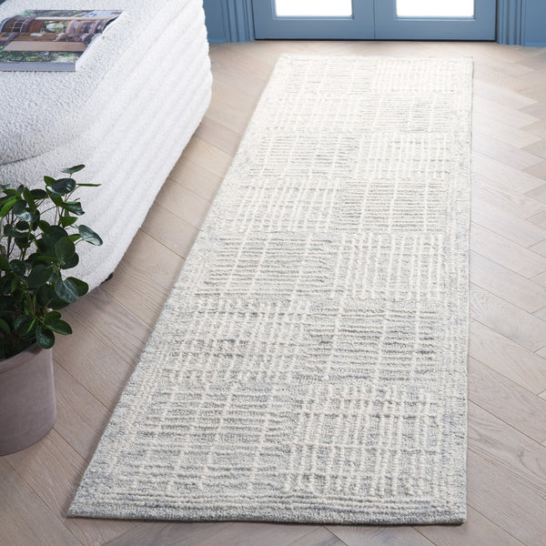 Safavieh Abstract Hand‑Tufted Grey Ivory Area Rug — Wool‑Cotton Blend, Plush 3/8" Pile, Modern Geometric Grid Design 9'-0" x 12'-0" ABT275F-9