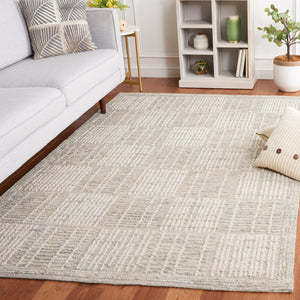 Safavieh Abstract Contemporary Area Rug - Hand Tufted Wool Blend With Elegant Geometric Design For Modern Homes Grey ,Ivory 80% Wool 20% Cotton Abt275f-25