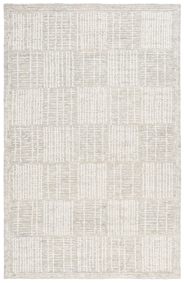 Safavieh Abstract Hand‑Tufted Grey Ivory Area Rug — Wool‑Cotton Blend, Plush 3/8" Pile, Modern Geometric Grid Design 9'-0" x 12'-0" ABT275F-9