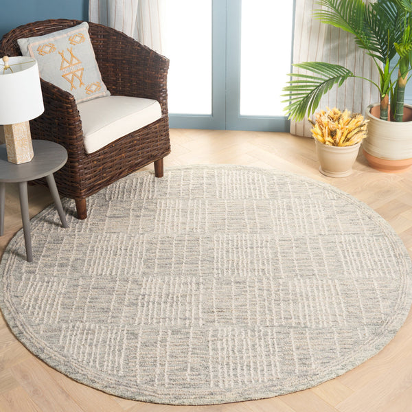 Safavieh Abstract Hand-Tufted Grey Ivory Area Rug — 80% Wool/20% Cotton, Low-Profile 3/8" Pile, Modern Artistry 10'-0" x 14'-0" ABT275F-10