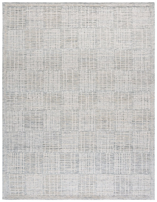 Safavieh Abstract Hand‑Tufted Grey Ivory Area Rug — Wool‑Cotton Blend, Plush 3/8" Pile, Modern Geometric Grid Design 9'-0" x 12'-0" ABT275F-9