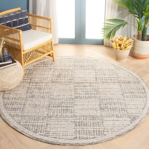 Safavieh Abstract Contemporary Area Rug - Hand Tufted Wool Blend With Elegant Geometric Design For Modern Homes Dark Grey ,Ivory 80% Wool 20% Cotton Abt275g-10