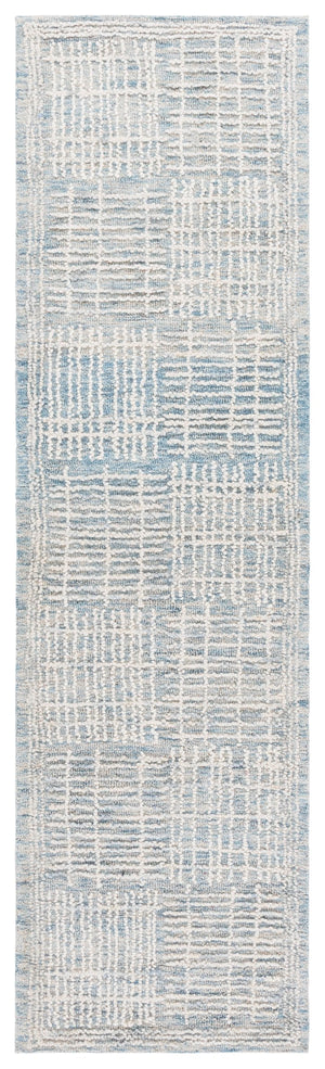 Safavieh Abstract Hand Tufted Runner Rug - Luxurious Artisanal Design For Modern Home Décor And Comfort Blue ,Grey 80% Wool 20% Cotton Abt275m-28