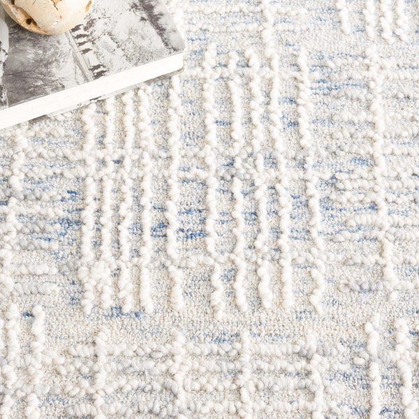 Safavieh Abstract Contemporary Area Rug - Hand Tufted Wool Blend With Elegant Geometric Design For Modern Homes Blue ,Grey 80% Wool 20% Cotton Abt275m-3