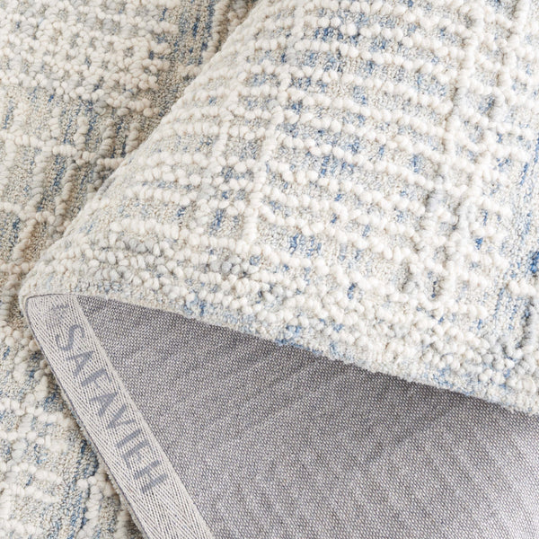 Safavieh Abstract Contemporary Area Rug - Hand Tufted Wool Blend With Elegant Geometric Design For Modern Homes Blue ,Grey 80% Wool 20% Cotton Abt275m-3