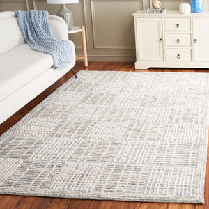 Safavieh Abstract Contemporary Area Rug - Hand Tufted Wool Blend With Elegant Geometric Design For Modern Homes Blue ,Grey 80% Wool 20% Cotton Abt275m-3