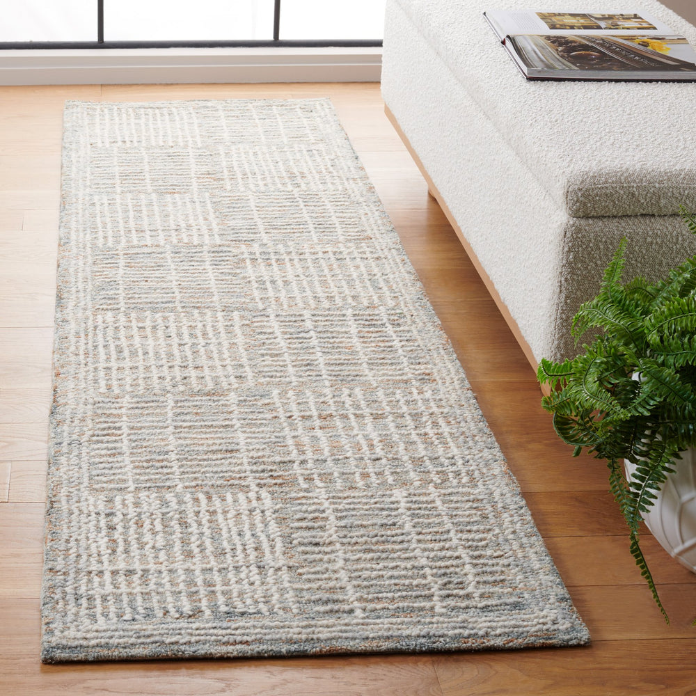 Safavieh Abstract Hand‑Tufted Brown Ivory Area Rug — Wool‑Cotton Blend, Abstract Grid Design For Modern Rooms 10'-0" x 14'-0" ABT275T-10