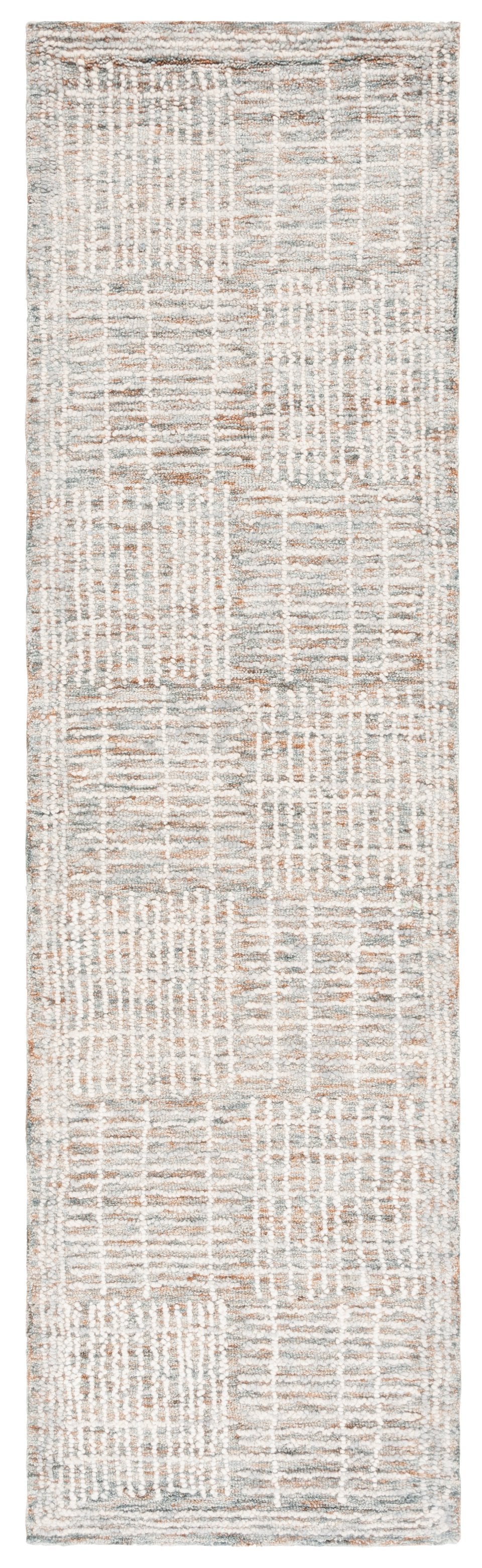 Safavieh Abstract Hand‑Tufted Wool-Cotton Round Rug In Brown And Ivory — High-Low Abstract Blocks, Soft Durable Texture 8'-0" x 8'-0" ABT275T-8R
