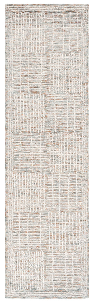 Safavieh Abstract Hand‑Tufted Wool-Cotton Round Rug In Brown And Ivory — High-Low Abstract Blocks, Soft Durable Texture 8'-0" x 8'-0" ABT275T-8R