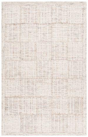 Safavieh Abstract Hand‑Tufted Wool-Cotton Round Rug In Brown And Ivory — High-Low Abstract Blocks, Soft Durable Texture 8'-0" x 8'-0" ABT275T-8R