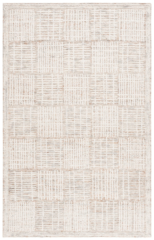 Safavieh Abstract Hand‑Tufted Brown Ivory Area Rug — Wool‑Cotton Blend, Abstract Grid Design For Modern Rooms 10'-0" x 14'-0" ABT275T-10