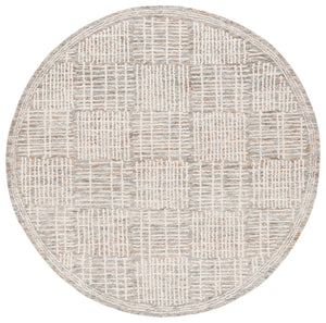 Safavieh Abstract Hand‑Tufted Wool-Cotton Round Rug In Brown And Ivory — High-Low Abstract Blocks, Soft Durable Texture 8'-0" x 8'-0" ABT275T-8R