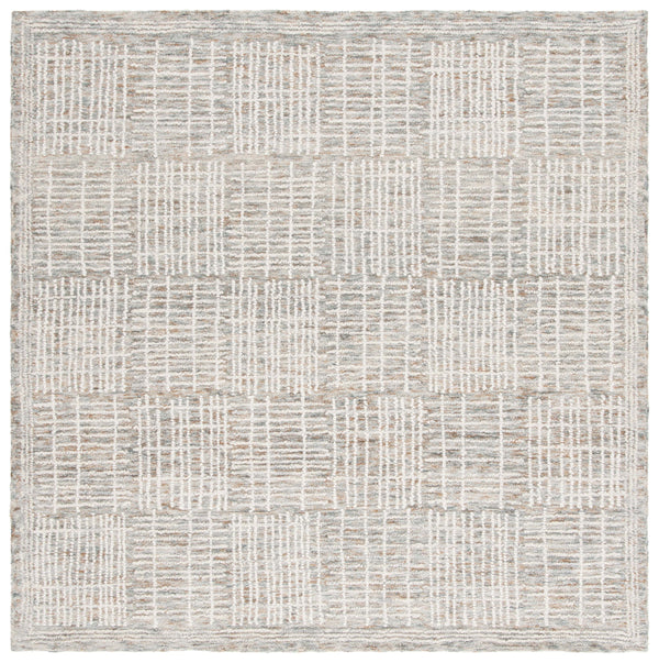 Safavieh Abstract Contemporary Area Rug - Hand Tufted Wool Blend With Elegant Geometric Design For Modern Homes Brown ,Ivory 80% Wool 20% Cotton Abt275t-8sq