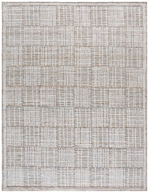 Safavieh Abstract Hand‑Tufted Wool-Cotton Round Rug In Brown And Ivory — High-Low Abstract Blocks, Soft Durable Texture 8'-0" x 8'-0" ABT275T-8R