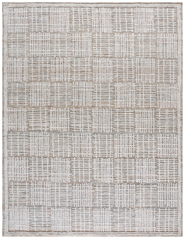 Safavieh Abstract Hand‑Tufted Wool-Cotton Round Rug In Brown And Ivory — High-Low Abstract Blocks, Soft Durable Texture 8'-0" x 8'-0" ABT275T-8R