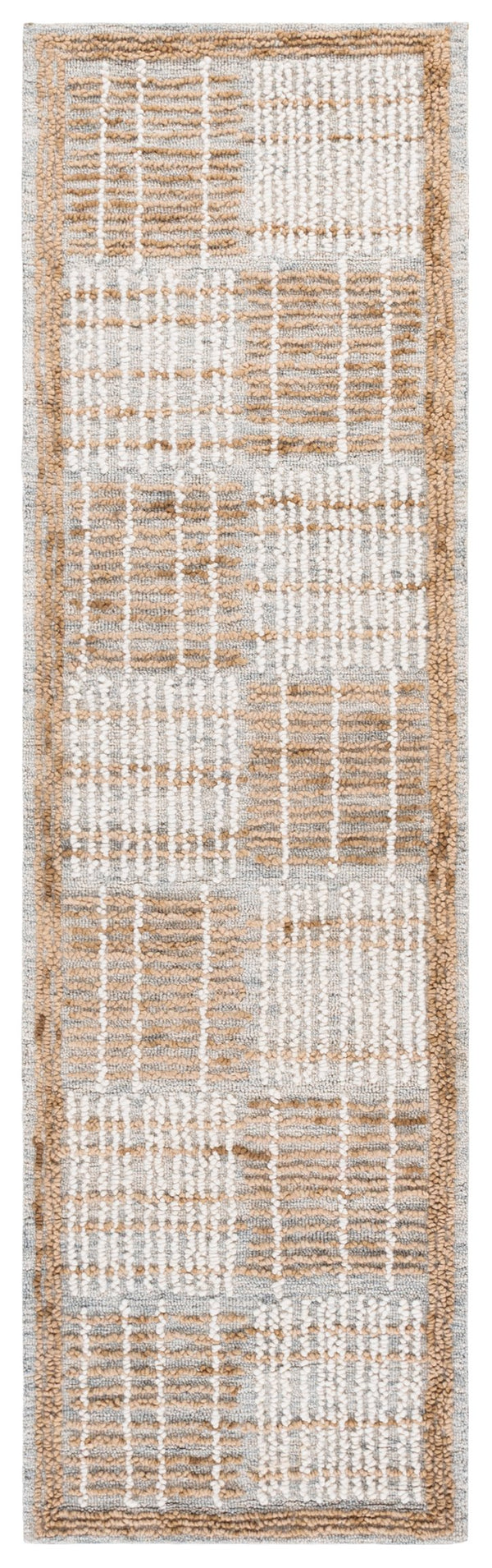 Safavieh Abstract Hand Tufted Runner Rug - Luxurious Artisanal Design For Modern Home Décor And Comfort Sage ,Taupe 80% Wool 20% Cotton Abt275w-28