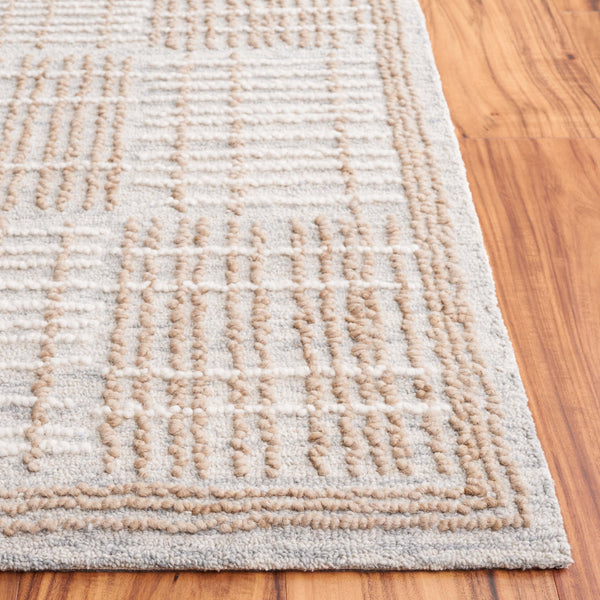 Safavieh Abstract Contemporary Area Rug - Hand Tufted Wool Blend With Elegant Geometric Design For Modern Homes Sage ,Taupe 80% Wool 20% Cotton Abt275w-6sq