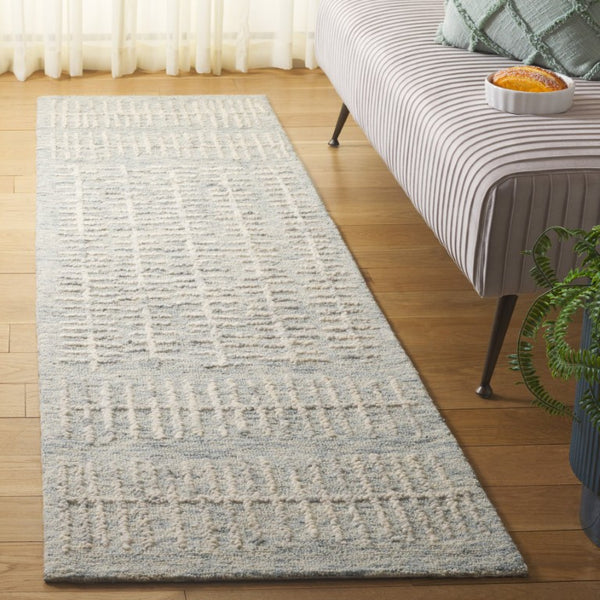 Safavieh Abstract Hand Tufted Wool Rug in Light Blue Ivory for Oversized Living Rooms 2'-3" x 7'-0" ABT283L-27