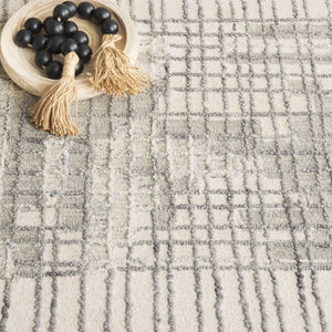 Safavieh Abstract 284 Hand Tufted Contemporary Rug Ivory / Dark Grey 80% Wool, 20% Cotton