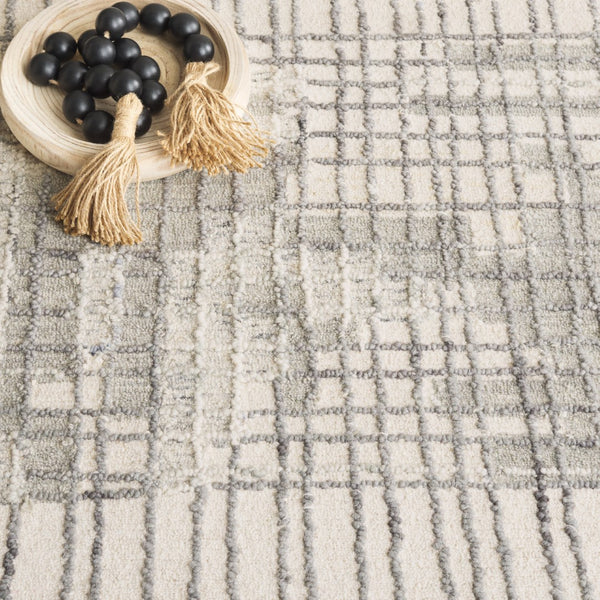 Safavieh Abstract 284 Hand Tufted Contemporary Rug Ivory / Dark Grey 80% Wool, 20% Cotton