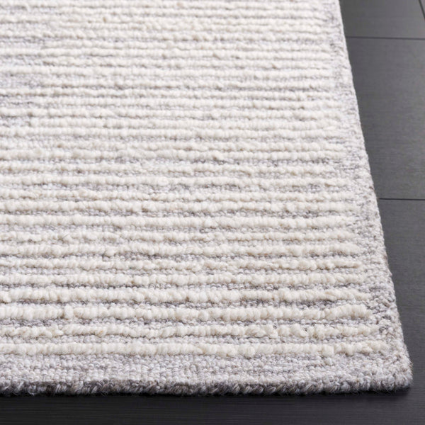 Safavieh Abstract Hand-tufted Runner Rug - Elegant Minimalist Design, Luxurious Comfort, Artisan Crafted Decor Grey ,Ivory 80% Wool,20% Cotton Abt303f-5