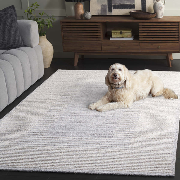 Safavieh Abstract Hand-tufted Runner Rug - Elegant Minimalist Design, Luxurious Comfort, Artisan Crafted Decor Grey ,Ivory 80% Wool,20% Cotton Abt303f-5