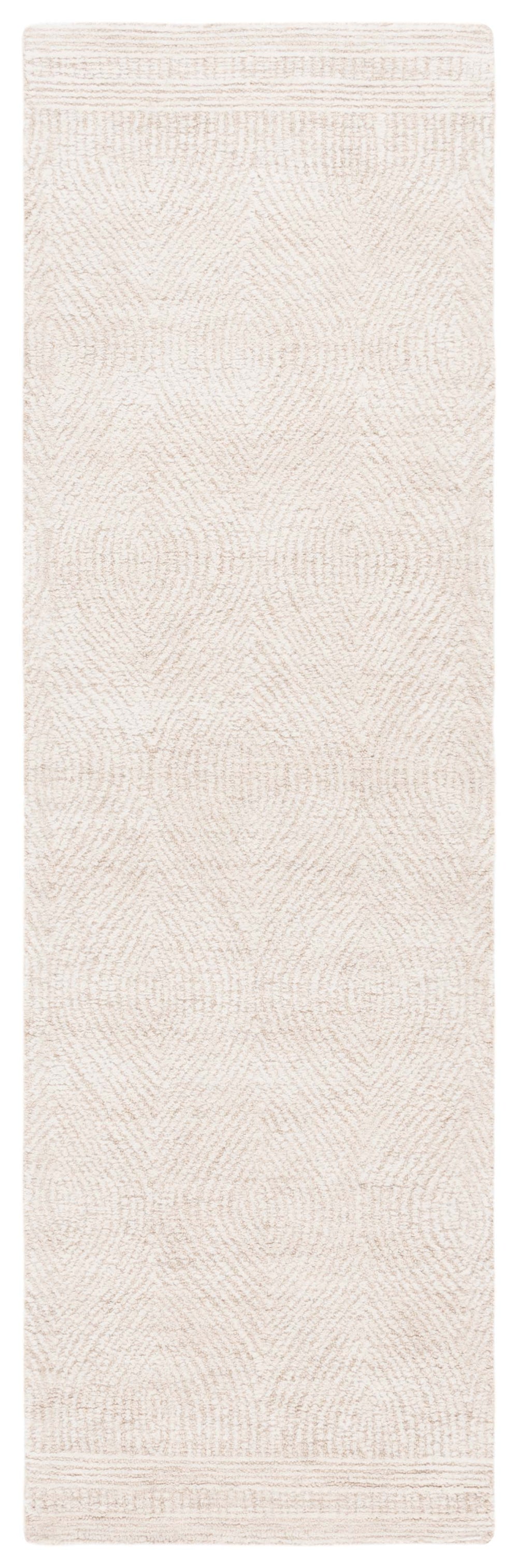 Safavieh Abstract Hand-Tufted Wool Round Rug — Scandinavian Ivory Beige Geometric Design, Cozy Artisanal Centerpiece 4'-0" x 4'-0" ABT340A-4R