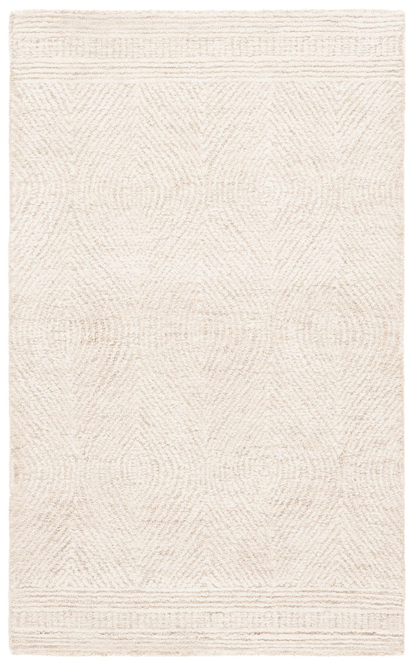 Safavieh Abstract Hand-Tufted Wool Round Rug — Scandinavian Ivory Beige Geometric Design, Cozy Artisanal Centerpiece 4'-0" x 4'-0" ABT340A-4R