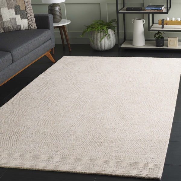 Safavieh Abstract Wool Runner In Ivory Beige — Hand-Tufted Scandinavian Geometric Design, Low Pile Comfort, Durable Elegance 2'-3" x 10'-0" ABT340A-210