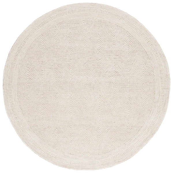 Safavieh Abstract Hand-Tufted Wool Round Rug — Scandinavian Ivory Beige Geometric Design, Cozy Artisanal Centerpiece 4'-0" x 4'-0" ABT340A-4R