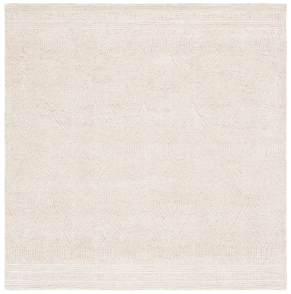 Safavieh Abstract Hand-Tufted Wool Round Rug — Scandinavian Ivory Beige Geometric Design, Cozy Artisanal Centerpiece 4'-0" x 4'-0" ABT340A-4R