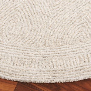 Safavieh Abstract Hand Tufted Wool Round Rug Soft Ivory Neutral Minimalist Living Room Accent ABT340A-8R