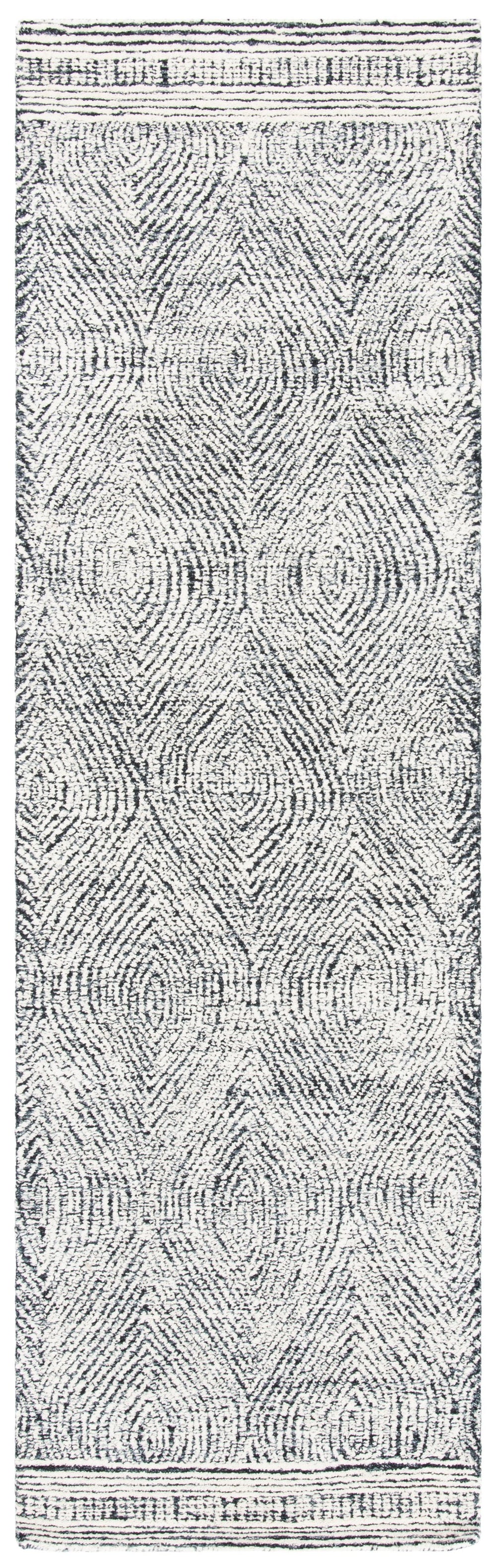 Safavieh Abstract Hand-Tufted Wool Rug Oval — Scandinavian Geometric Ivory Charcoal, Soft Plush Texture For Living Rooms 6'-0" x 8'-0" ABT340H-68OV
