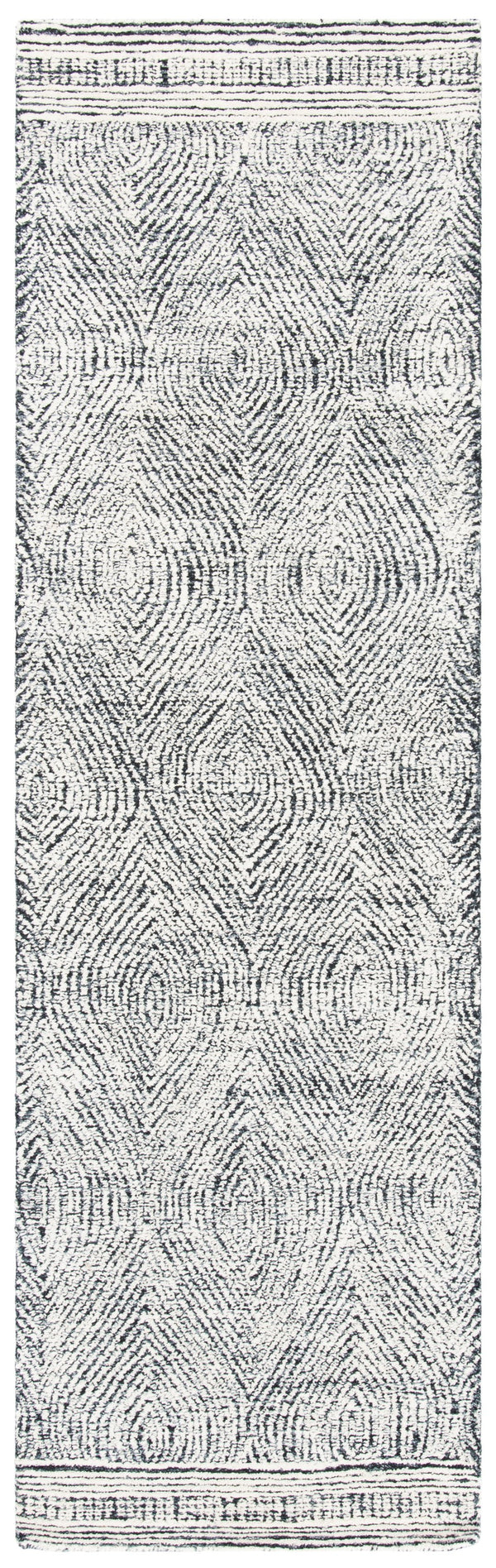 Safavieh Abstract Hand-Tufted Wool Rug Oval — Scandinavian Geometric Ivory Charcoal, Soft Plush Texture For Living Rooms 6'-0" x 8'-0" ABT340H-68OV