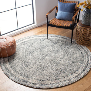 Safavieh Abstract Hand-Tufted Wool Rug In Ivory & Charcoal — Scandinavian Abstract Design, Low-Profile Elegance 6'-0" x 8'-0" ABT340H-68